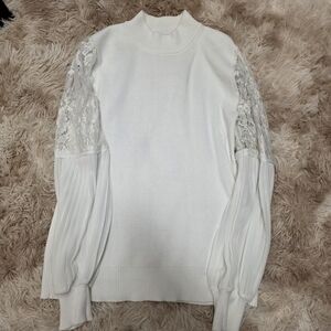 Elegant White Lace Sleeve Women's Top